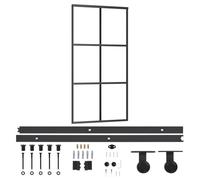 vidaXL Puerta Corredera con Herrajes Entrada Corrediza Deslizante Hogar Cuarto de Baño Salón Sala de Estar Habitación ESG Vidrio y Aluminio 102x205 cm