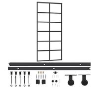 vidaXL Puerta Corredera con Herrajes Entrada Corrediza Deslizante Hogar Cuarto de Baño Salón Sala de Estar Habitación ESG Vidrio y Aluminio 90x205 cm