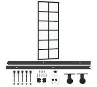 vidaXL Puerta Corredera con Herrajes Entrada Corrediza Deslizante Hogar Cuarto de Baño Salón Sala de Estar Habitación ESG Vidrio y Aluminio 76x205 cm