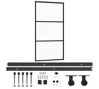 vidaXL Puerta Corredera con Herrajes Entrada Corrediza Deslizante Hogar Cuarto de Baño Salón Sala de Estar Habitación ESG Vidrio y Aluminio 102x205 cm