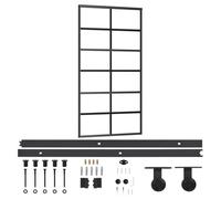 vidaXL Puerta Corredera con Herrajes Entrada Corrediza Deslizante Hogar Cuarto de Baño Salón Sala de Estar Habitación ESG Vidrio y Aluminio 102x205 cm