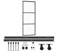 vidaXL Puerta Corredera con Herrajes Entrada Corrediza Deslizante Hogar Cuarto de Baño Salón Sala de Estar Habitación ESG Vidrio y Aluminio 76x205 cm