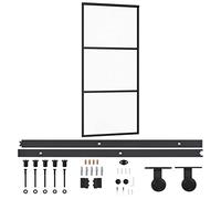 vidaXL Puerta Corredera con Herrajes Entrada Corrediza Deslizante Hogar Cuarto de Baño Salón Sala de Estar Habitación ESG Vidrio y Aluminio 90x205 cm