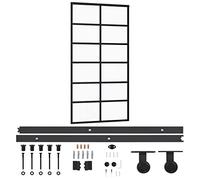 vidaXL Puerta Corredera con Herrajes Entrada Corrediza Deslizante Hogar Cuarto de Baño Salón Sala de Estar Habitación ESG Vidrio y Aluminio 102x205 cm