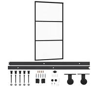 vidaXL Puerta Corredera con Herrajes Entrada Corrediza Deslizante Hogar Cuarto de Baño Salón Sala de Estar Habitación ESG Vidrio y Aluminio 102x205 cm