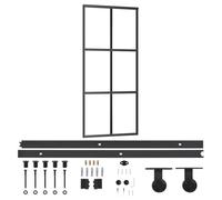 vidaXL Puerta Corredera con Herrajes Entrada Corrediza Deslizante Hogar Cuarto de Baño Salón Sala de Estar Habitación ESG Vidrio y Aluminio 90x205 cm