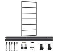 vidaXL Puerta Corredera con Herrajes Entrada Corrediza Deslizante Hogar Cuarto de Baño Salón Sala de Estar Habitación ESG Vidrio y Aluminio 90x205 cm