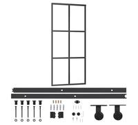 vidaXL Puerta Corredera con Herrajes Entrada Corrediza Deslizante Hogar Cuarto de Baño Salón Sala de Estar Habitación ESG Vidrio y Aluminio 90x205 cm