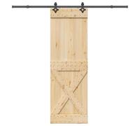 vidaXL Puerta corredera con herrajes madera maciza de pino 70x210 cm