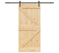 vidaXL Puerta corredera con herrajes madera maciza de pino 80x210 cm