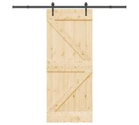 vidaXL Puerta corredera con herrajes madera maciza de pino 85x210 cm