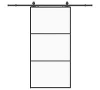 vidaXL Puerta corredera con herrajes negro 102x205 cm ESG vidrio, puerta interior, puerta corrediza de granero, puerta corrediza interior