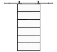 vidaXL Puerta corredera con herrajes negro 102x205 cm ESG vidrio, puerta interior, puerta corrediza de granero, puerta corrediza interior