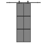vidaXL Puerta corredera con herrajes Negro 76x205 cm Vidrio Templado