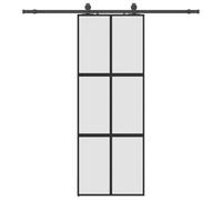 vidaXL Puerta corredera con herrajes negro 76x205 cm vidrio templado, puerta corrediza sobre riel, puerta corrediza interna, puerta corrediza interior