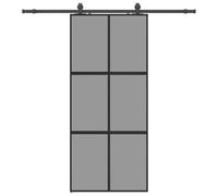 vidaXL Puerta corredera con herrajes negro 90x205 cm vidrio templado