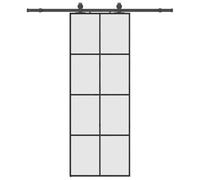 vidaXL Puerta corredera con juego herrajes negro 76x205 cm ESG vidrio, puerta interior, puerta corrediza de granero, puerta corrediza interior