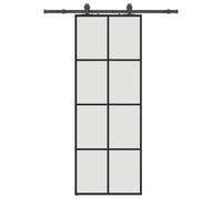 vidaXL Puerta corredera con juego herrajes negro 76x205 cm ESG vidrio, puerta interior, puerta corrediza de granero, puerta corrediza interior
