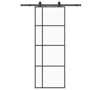 vidaXL Puerta corredera con juego herrajes negro 76x205 cm ESG vidrio, puerta interior, puerta corrediza de granero, puerta corrediza interior