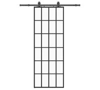 vidaXL Puerta corredera con juego herrajes negro 76x205 cm ESG vidrio, puerta interior, puerta corrediza de granero, puerta corrediza interior