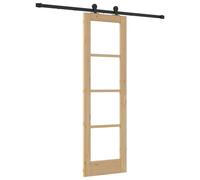 vidaXL Puerta corredera con kit de montaje 'ORKDAL' madera maciza y vidrio
