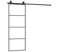 vidaXL Puerta Corredera con Set Herrajes Accesorio Herramienta Rieles Granero Ajustable Guía Piso Hogar Interior Vidrio ESG Aluminio