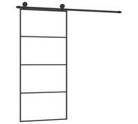 vidaXL Puerta Corredera con Set Herrajes Accesorio Herramienta Rieles Granero Ajustable Guía Piso Hogar Interior Vidrio ESG Aluminio