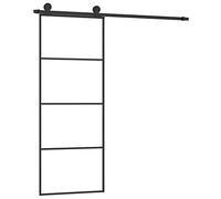 vidaXL Puerta Corredera con Set Herrajes Accesorio Herramienta Rieles Granero Ajustable Guía Piso Hogar Interior Vidrio ESG Aluminio