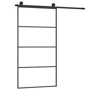 vidaXL Puerta Corredera con Set Herrajes Accesorio Herramienta Rieles Granero Ajustable Guía Piso Hogar Interior Vidrio ESG Aluminio