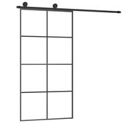 vidaXL Puerta Corredera con Set Herrajes Accesorio Herramienta Rieles Granero Ajustable Guía Piso Hogar Interior Vidrio ESG Aluminio