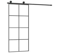 vidaXL Puerta Corredera con Set Herrajes Accesorio Herramienta Rieles Granero Ajustable Guía Piso Hogar Interior Vidrio ESG Aluminio