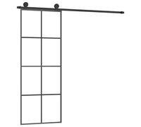 vidaXL Puerta Corredera con Set Herrajes Accesorio Herramienta Rieles Granero Ajustable Guía Piso Hogar Interior Vidrio ESG Aluminio
