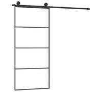 vidaXL Puerta Corredera con Set Herrajes Accesorio Herramienta Rieles Granero Ajustable Guía Piso Hogar Interior Vidrio ESG Aluminio