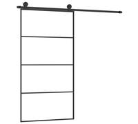 vidaXL Puerta Corredera con Set Herrajes Accesorio Herramienta Rieles Granero Ajustable Guía Piso Hogar Interior Vidrio ESG Aluminio