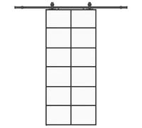 vidaXL Puerta corredera con set herrajes negro 90x205 cm vidrio ESG, puerta interior, puerta corrediza de granero, puerta corrediza interior