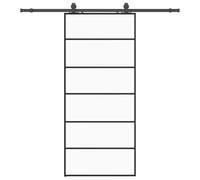 vidaXL Puerta corredera con set herrajes negro 90x205 cm vidrio ESG, puerta interior, puerta corrediza de granero, puerta corrediza interior