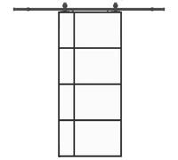 vidaXL Puerta corredera con set herrajes negro 90x205 cm vidrio ESG, puerta interior, puerta corrediza de granero, puerta corrediza interior