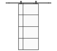 vidaXL Puerta corredera con set herrajes negro 90x205 cm vidrio ESG, puerta interior, puerta corrediza de granero, puerta corrediza interior