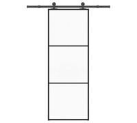 vidaXL Puerta corredera con set herrajes vidrio ESG aluminio 76x205 cm