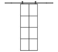 vidaXL Puerta corredera con set herrajes vidrio ESG aluminio 76x205 cm