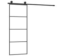 vidaXL Puerta Corredera con Set Herrajes Accesorio Herramienta Rieles Granero Ajustable Guía Piso Hogar Interior Vidrio ESG Aluminio
