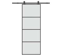 vidaXL Puerta corredera con set herrajes vidrio ESG aluminio 76x205 cm