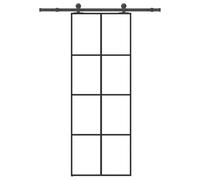 vidaXL Puerta corredera con set de herrajes vidrio ESG aluminio 76x205 cm
