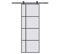 vidaXL Puerta corredera con set herrajes vidrio ESG aluminio 76x205 cm