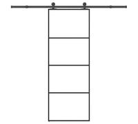 vidaXL Puerta corredera con Set herrajes Vidrio ESG Aluminio 76x205 cm, Puerta corrediza sobre riel, Puerta corrediza Interna, Puerta corrediza Interior