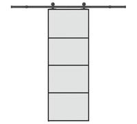 vidaXL Puerta corredera con Set herrajes Vidrio ESG Aluminio 76x205 cm, Puerta corrediza sobre riel, Puerta corrediza Interna, Puerta corrediza Interior