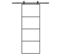 vidaXL Puerta corredera con Set herrajes Vidrio ESG Aluminio 76x205 cm, Puerta corrediza sobre riel, Puerta corrediza Interna, Puerta corrediza Interior