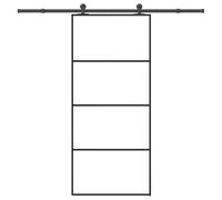 vidaXL Puerta corredera con set herrajes vidrio ESG aluminio 90x205 cm