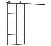 vidaXL Puerta corredera con set herrajes vidrio ESG aluminio 90x205 cm