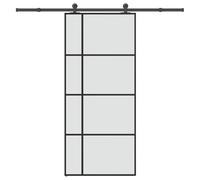 vidaXL Puerta corredera con set herrajes vidrio ESG aluminio 90x205 cm